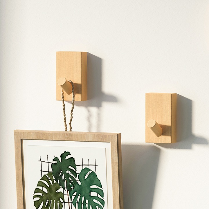 Cuiere din lemn masiv, beech, design waterproof, autoadezive, set