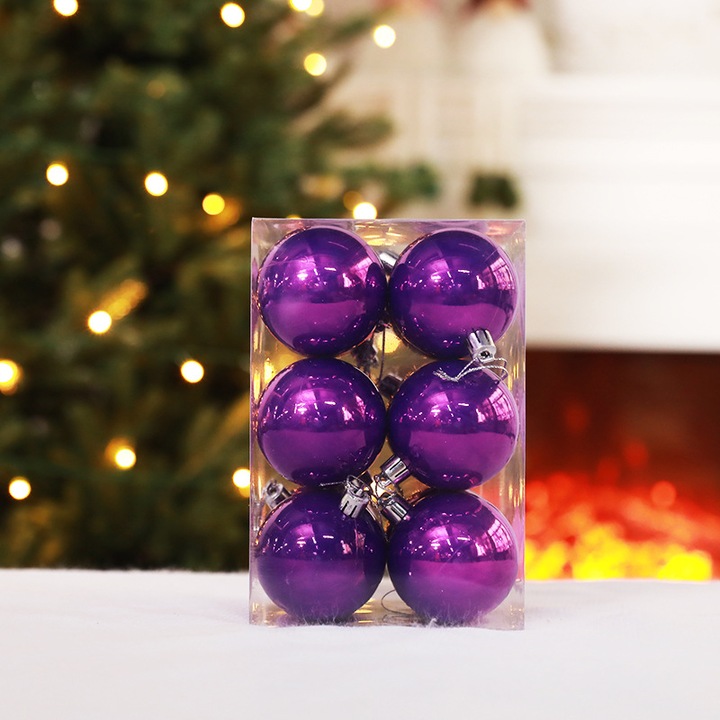 Set 12 globuri de Craciun, 50mm, perlate, mov