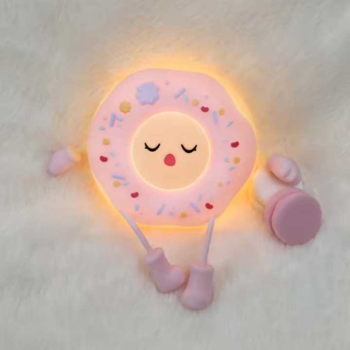 Lampa de veghe copii, forma de donut, lampa de masa din silicon, decorare pentru camerele copiilor, multicolor, 10x10cm