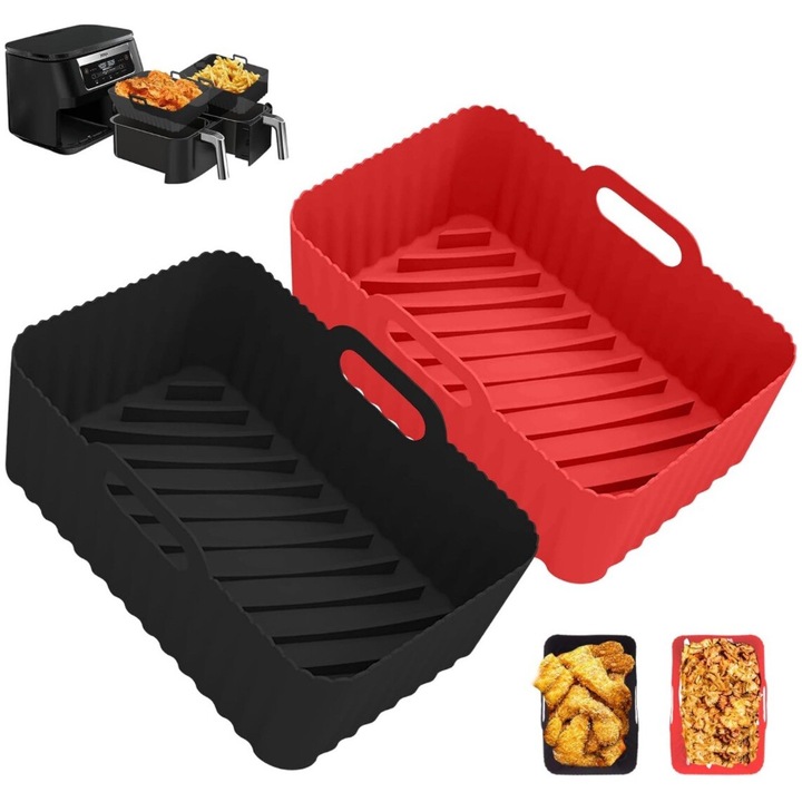 Folie de silicon pentru friteuza Ninja, set de 2, gri, 21.5x15x0.25cm