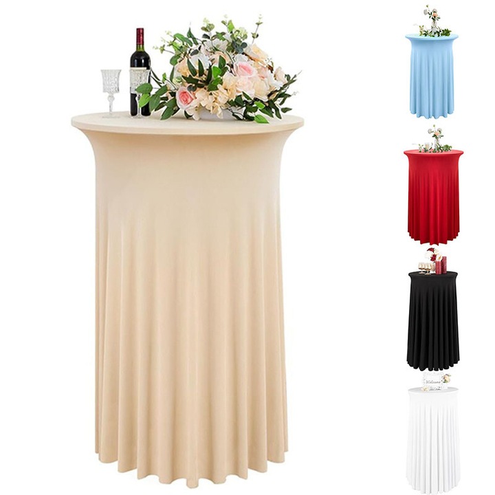 Husa pentru masa de cocktail, alb, 110x60cm, set 1 bucata