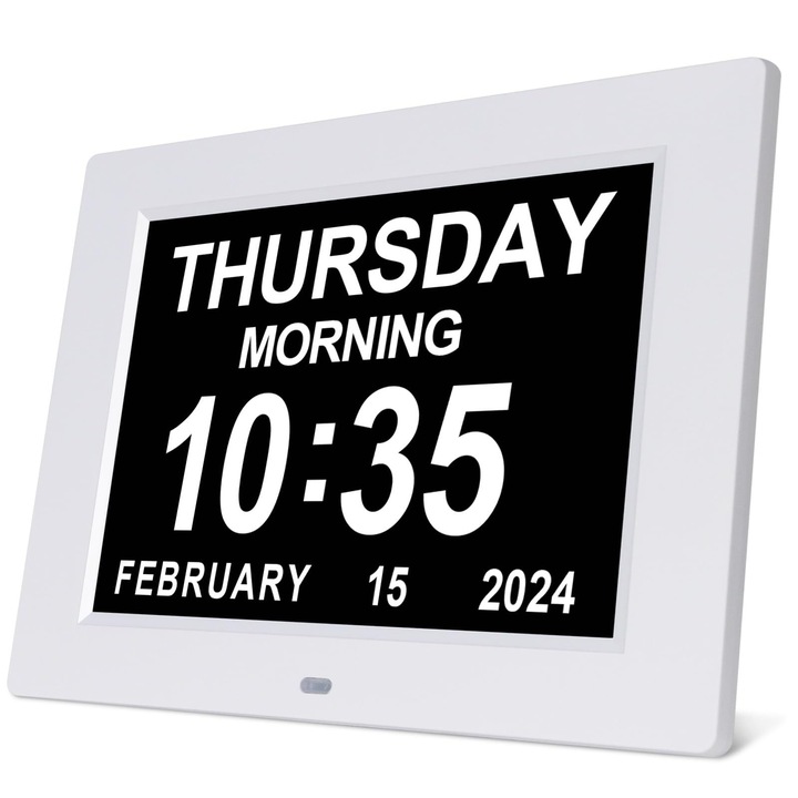 Ceas digital calendar pentru seniori, 8 inch, functie de alarma, auto-dimare, 21.6x17.1x2.7cm, multicolor