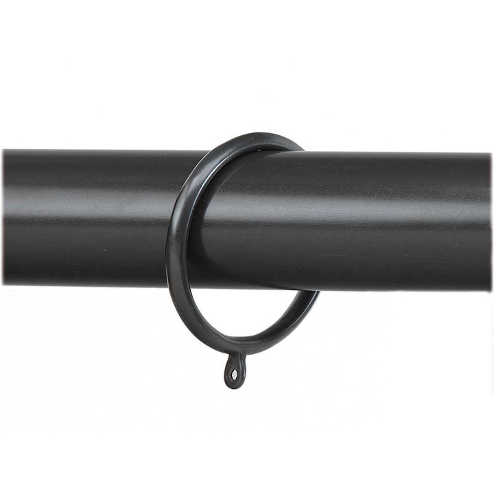 Inel metalic pentru perdele, set 10 bucati, argintiu si negru, 35x29mm