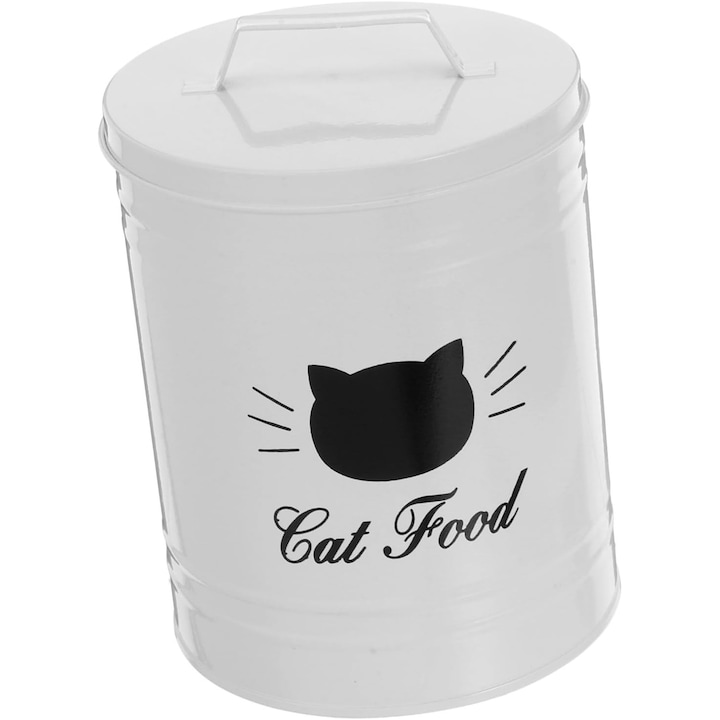 Cutie metalica etansa pentru hrana de animale, alba, dimensiune medie, constructie rezistenta