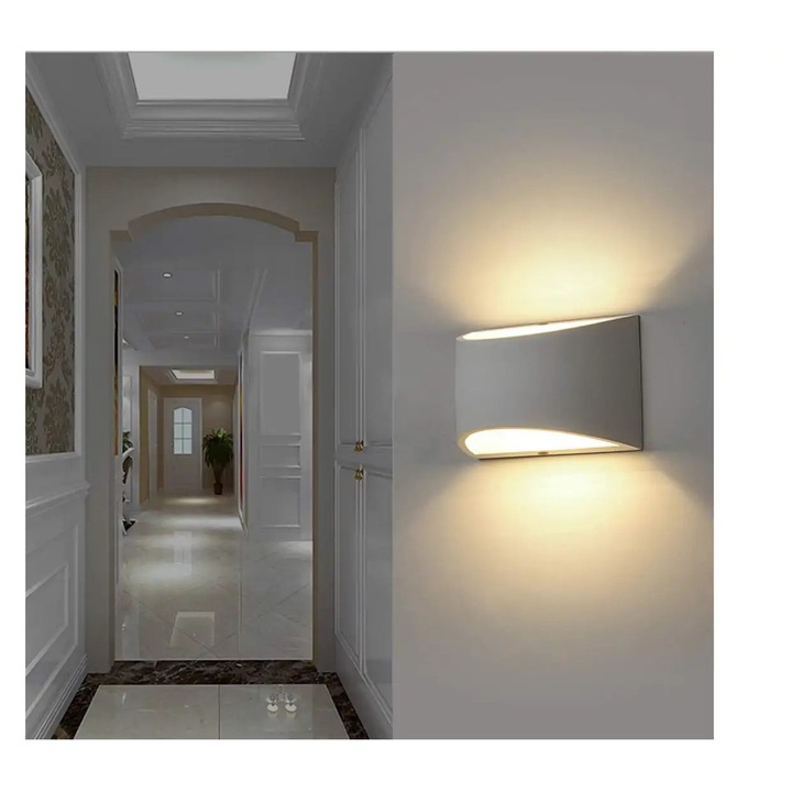Aplica moderna din gips, iluminat interior, montare pe perete, LED G9, 2 caracteristici, alb, dimensiuni variate