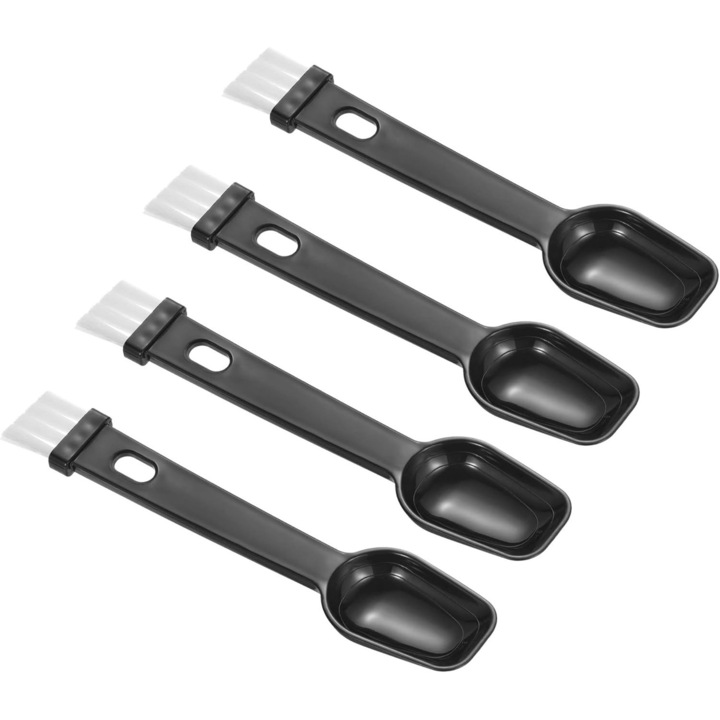 Set 4 Piese Perii Espresso Cafea cu Lingura, Alb si Negru, Design 2 in 1, Dimensiuni 146mm x 30mm