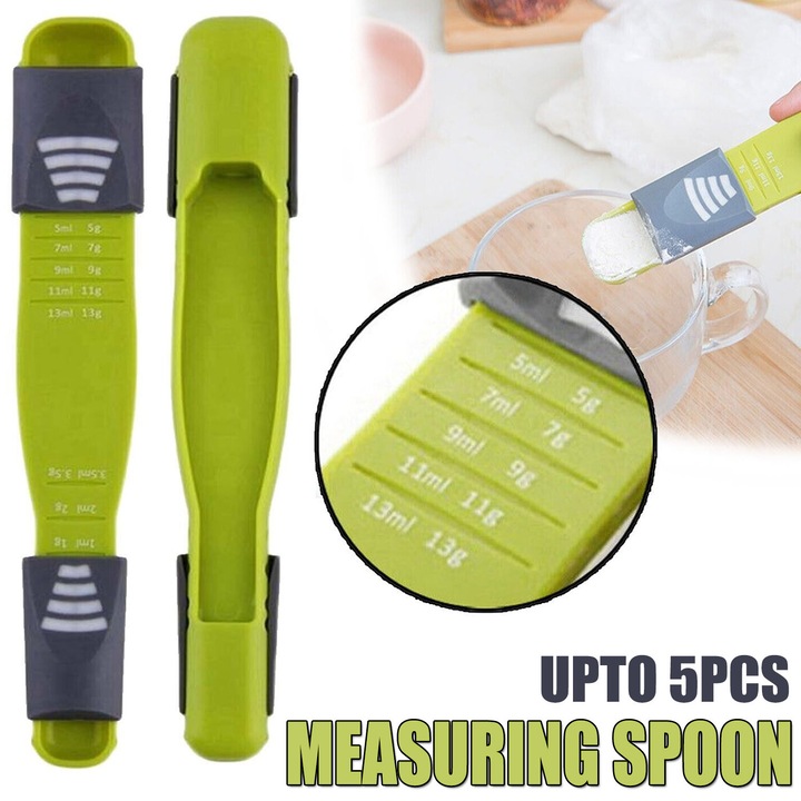 Lingura de masurare ajustabila 9 in 1, plastic, 22x4.5cm, set disponibil