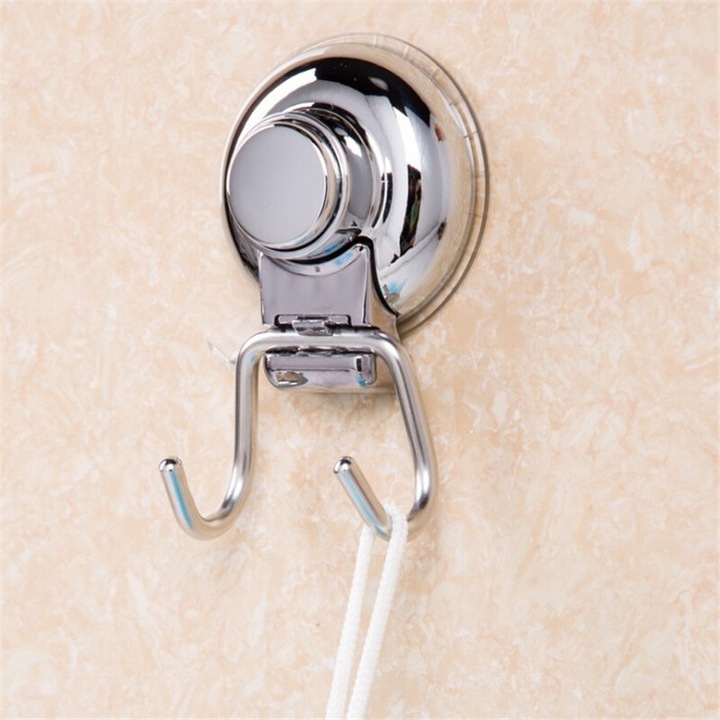 Suport perete pentru baie, inox, cu ventuza, argintiu, 1 bucata