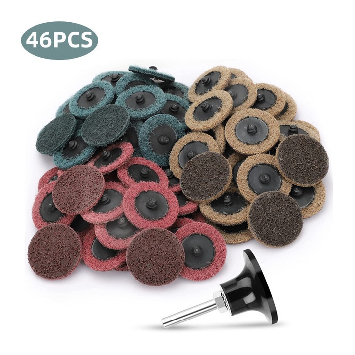 Set 46PCS discuri de slefuire cu prindere rapida 2", pentru unelte de slefuit, rezistente, performanta inalta, multicolor
