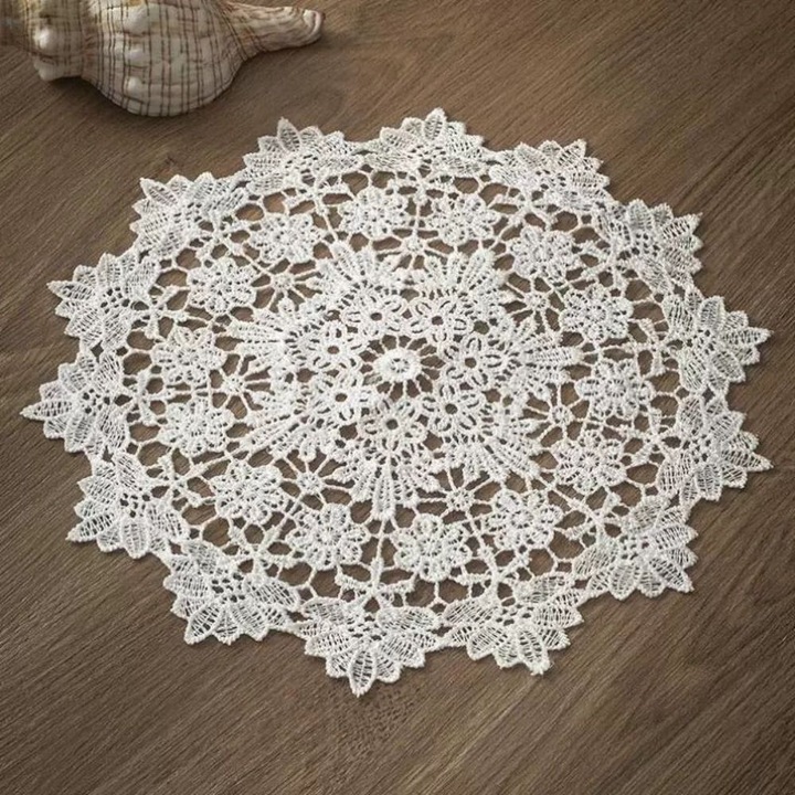 Servet de masa, 25cm, bej/alb, set 1 buc.