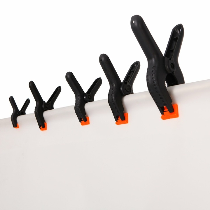 Set 20 clips pentru fundal foto, plastic, negru, 4 inch