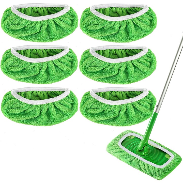 6 db újrafelhasználható nedves felmosóbetét Swiffer mophoz, 10-12 hüvelyk