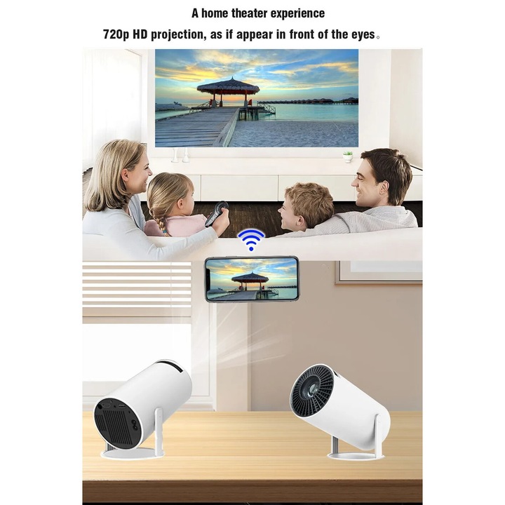 Videoproiector, 1280x720dpi, 8000 Lumeni, Bluetooth, 4:3, set cu telecomanda