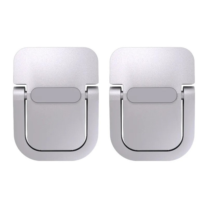 Suport laptop portabil mini, 2 bucati, zinc, design ergonomic, argintiu, 33g