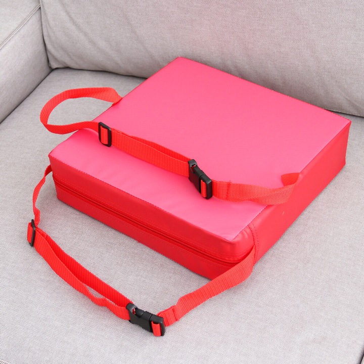 Perna booster pentru scaun de masa copii, rosie, 31.5x31.5x8cm, cu curele ajustabile