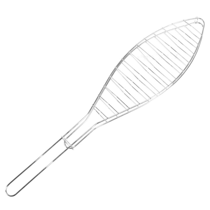 Gratar pentru peste din metal, 42.5x9.5cm, cu maner, ustensile gratar