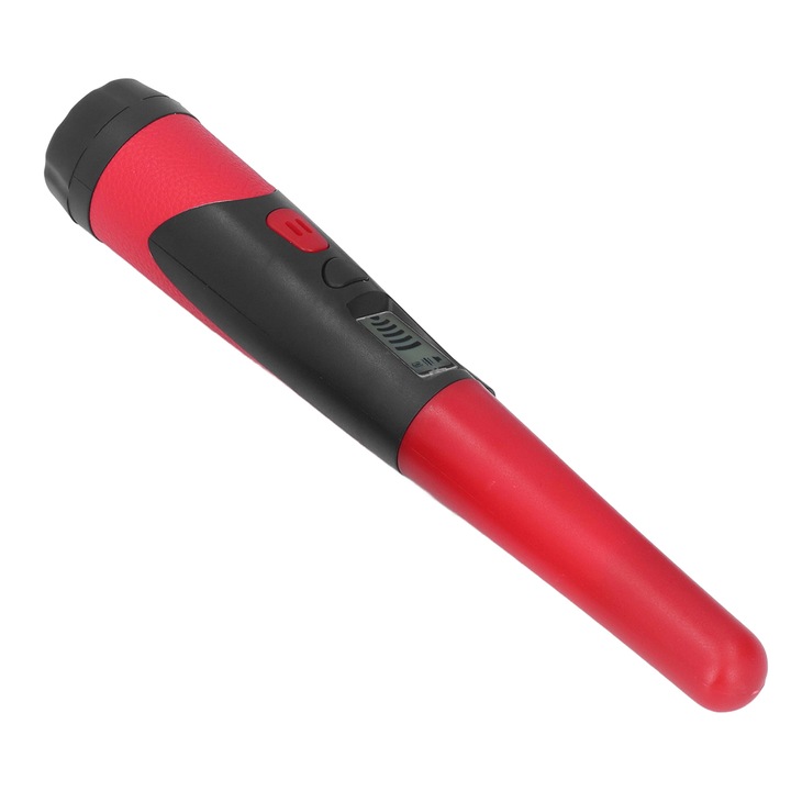 Detector metalic portabil cu husa, 360° scanare, pentru cautare comori, rosu