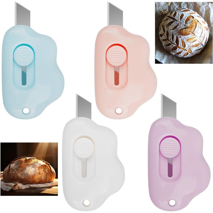 4 darabos tésztavágó készlet, kenyérpengék, kompakt design, könnyen használható, többszínű