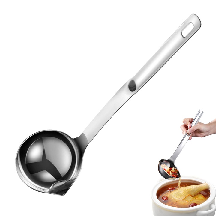 Polonica din otel inoxidabil, separator de ulei, 9.5x5x30.5cm, usor de curatat, multi-functional