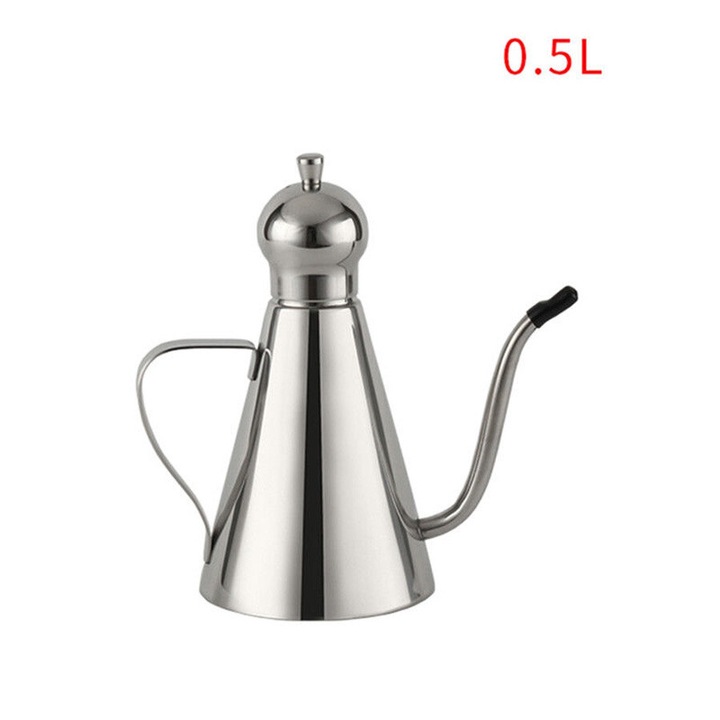 Sticla de ulei din otel inoxidabil, 500ml, design cu deschidere mare, capac cu protectie impotriva prafului