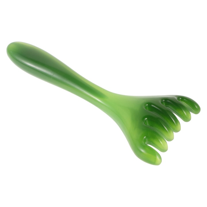 Perie de masaj pentru scalp, verde, 15x7x0.7cm, din rasina, set de unelte de relaxare