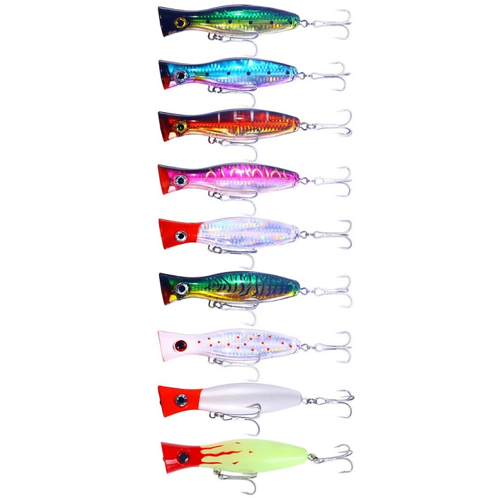 9 db-os szett, műcsali, Popper, úszó, 43g/13cm, többszínű