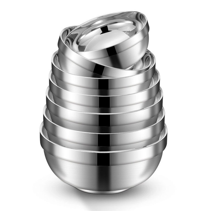 Set 6 Boluri din Otel Inoxidabil, Diverse Dimensiuni, Argintii