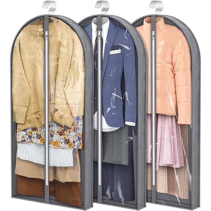 Sac pentru haine, 50"x24"x4", capacitate mare, material durabil, transparent