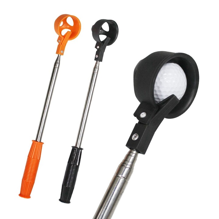 Retractor bile golf telescopic, inox, 38x202cm, negru+argintiu, set 2 bucati