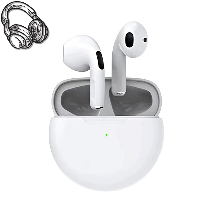 Vezeték nélküli Bluetooth fülhallgató, in-ear, zajszűrős, mikrofonnal, fehér