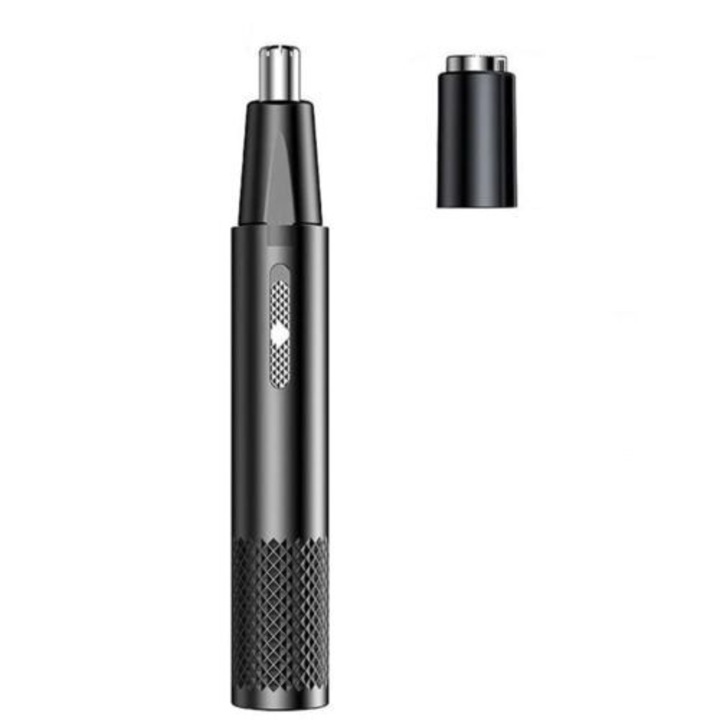 Aparat de tuns pentru nas si urechi, electric, negru, dimensiuni 14x1.5x1.5cm, cu capete de taiere multiple, incarcare USB