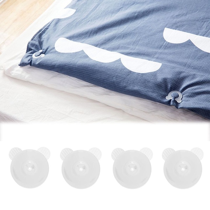 Set 8Pcs Clips pentru Lenjerie de Pat, Plastic, 3.5x3.5cm, Culoare: Multicolor