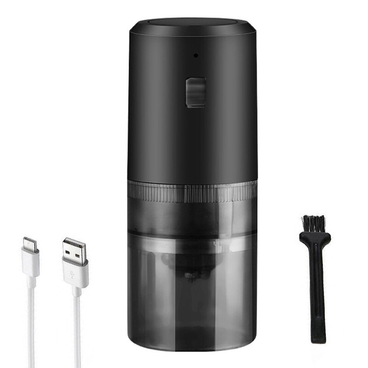 Rasnita electrica portabila pentru cafea si condimente, neagra, 18x7.5x7.5cm, capacitate 200ml, USB reincarcabil