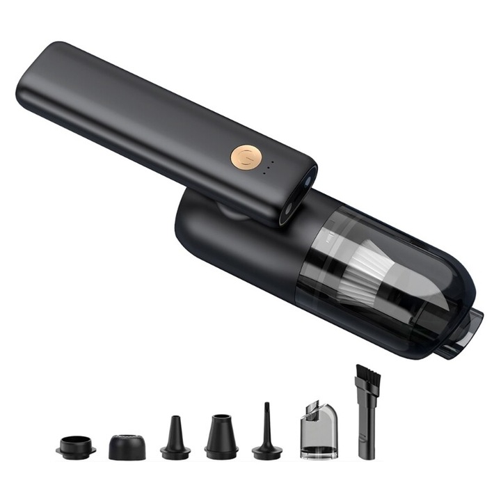 Aspirator auto portabil, putere mare, negru, 169x60x87mm, set complet