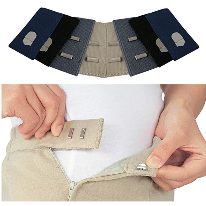 Extensori talie set 4 bucati, elastic, negru, gri, bej, albastru inchis