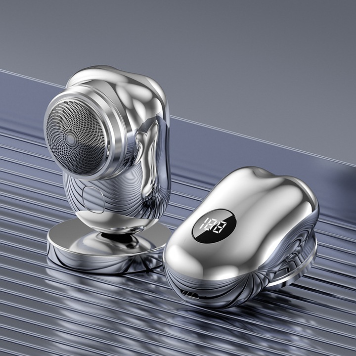 Aparat de ras electric portabil, 6 lame, design ergonomic, argintiu, 4.6x4x6.5cm