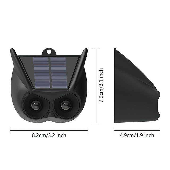 Aparat cu ultrasunete solar pentru alungarea animalelor, dispozitiv cu LED rosu, protectie pentru gradina