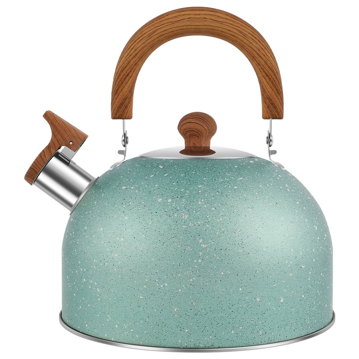 Ceainic cu fluier din otel inoxidabil, capacitate 2.6L, culoare verde, set 1 buc.