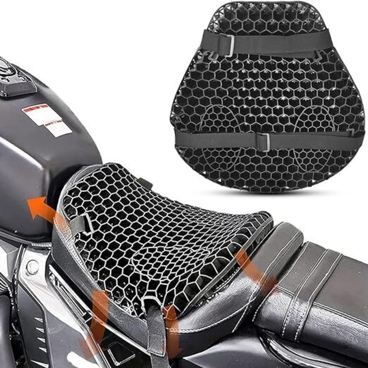 Coushion pentru scaun de motocicleta, gel, negru, 36.5x17cm, set 1 buc.