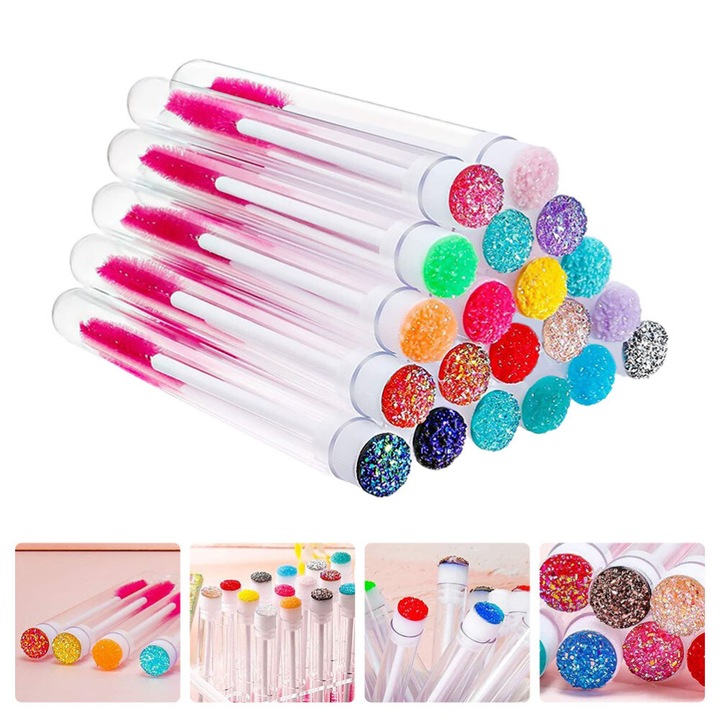 Set 30 tuburi goale pentru perii de gene, transparent, 11x1.2x2cm