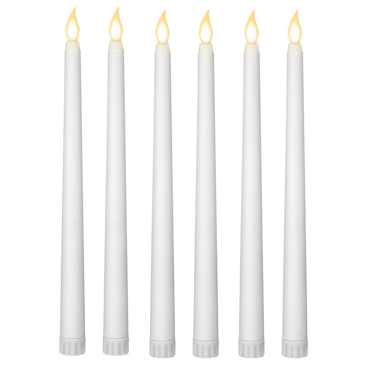 Set de 6 lumanari LED fara flacara, alb, 28x2.1cm
