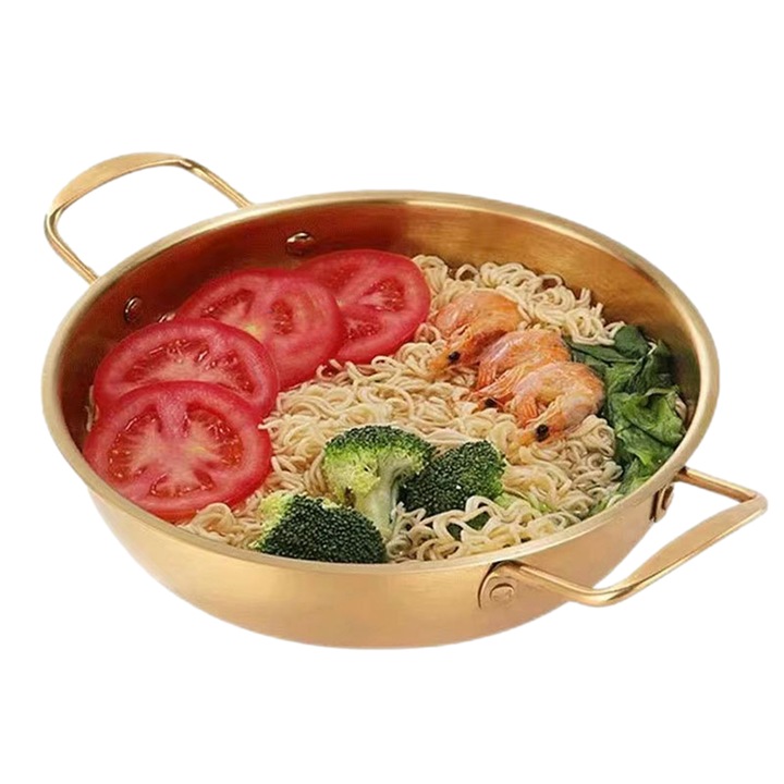 Oala Ramen din Otel Inoxidabil, 18cm, 1.2L, cu Manere Izolate, Design Compact