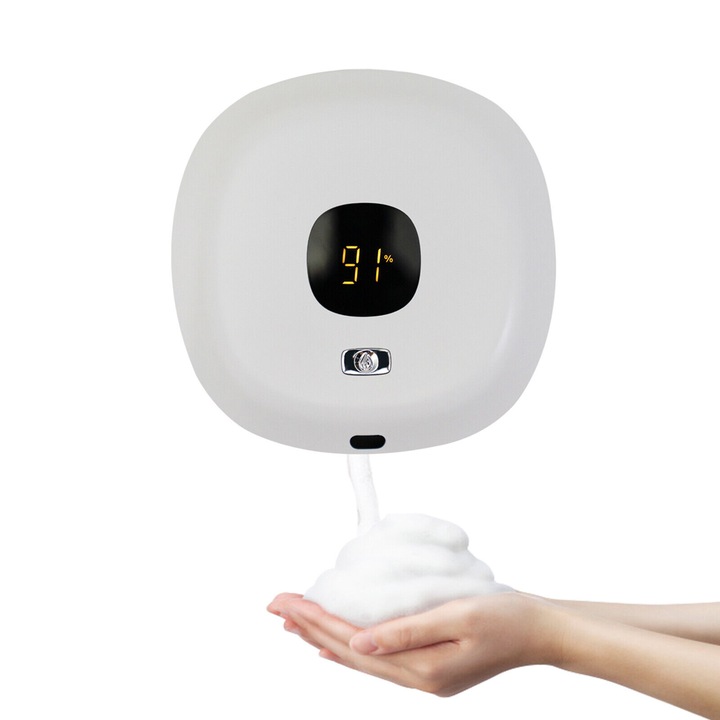 Dispenser de sapun spumant automat, 300ml, 145x145x48mm, 3 nivele de spumare, alb