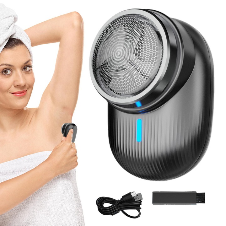 Aparat de ras electric mini, 3 lame, incarcare USB, impermeabil, pentru barbati, calatorii