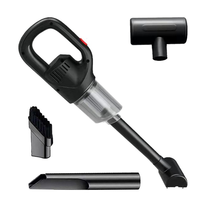 Aspirator auto portabil fara fir, 120W, design umed si uscat, verde, 16.5x14.5x4cm