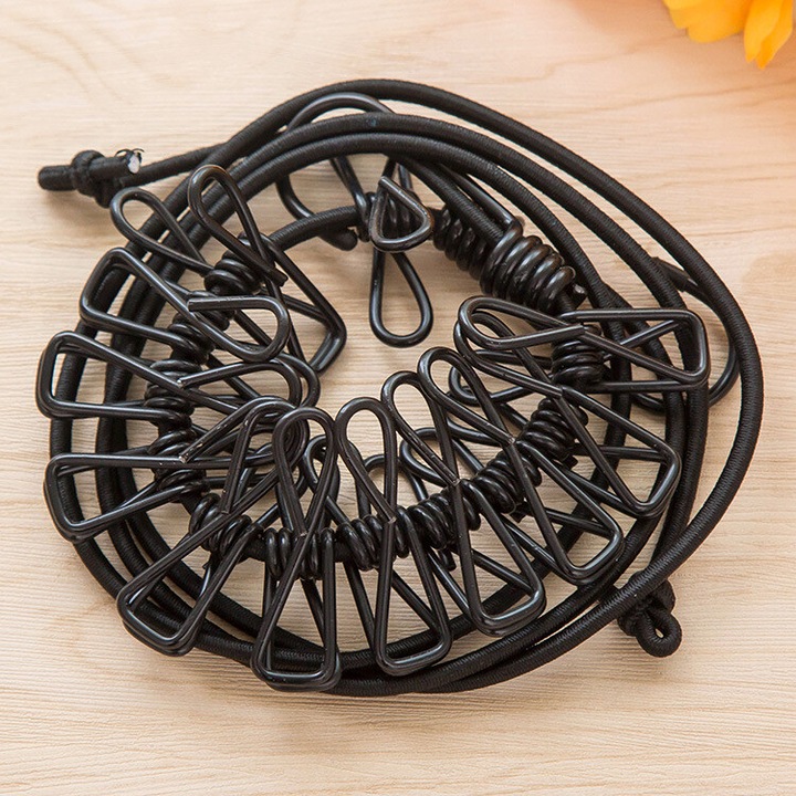 Sfoara de rufe portabila cu 12 clipsuri, 1.8-3.4m, rosu/visiniu/negru/albastru, accesorii camping