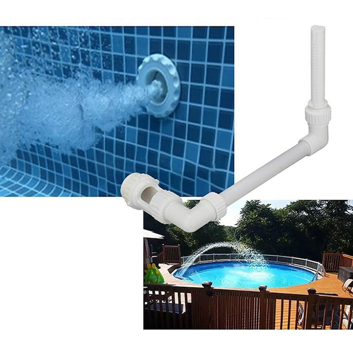 Duza fantana pentru piscina, accesorii, inaltime ajustabila, montare pe perete, 1x1,5 inch, set