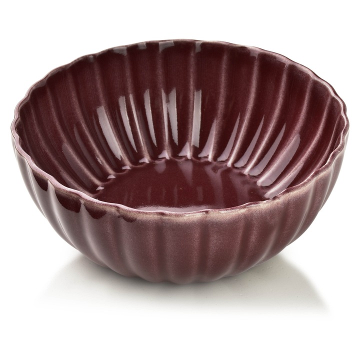 Bol Evie Burgundy, portelan, 650ml, 16,7x16,7x6,7cm, culoare bordo