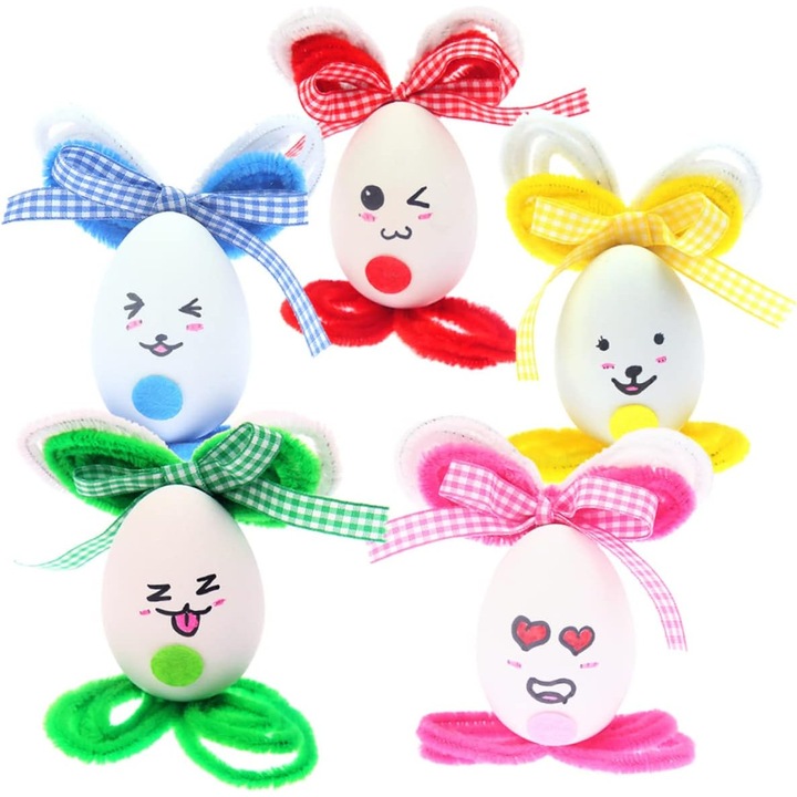 Set 10 Piese Cos Paste cu Iepurasi, Decorare Birou, Joc Exterior, Multicolor