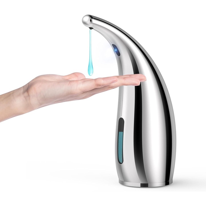 Dispenser automat de sapun, 300ml, argintiu, 4 moduri de dozare ajustabile, IP67, dimensiuni 14.5x7.2x22.3cm